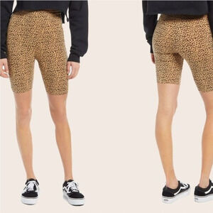 BP Nordstrom High Waist Bike Shorts Tan Sketched Animal Small High Rise Cheetah